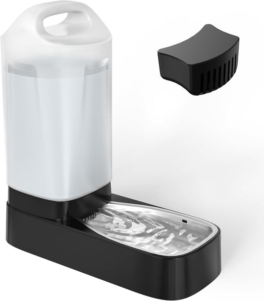 Automatic Dog Water Bowl Dispenser - with Filter 2.4 Gallon Stainless Steel Gravity Pet Water Feeder with Ergonomic Handle Design Anti Splash Drinking Bowl Easy to Clean Multi Pet Use