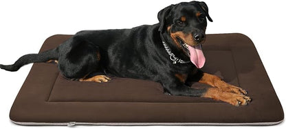 Magic Dog Large Dog Bed - Soft Crate Pad, 42 Inch Machine Washable Pet Bed Kennel Pad with Non-Slip Bottom, Dark Coffee