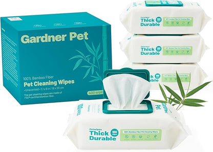 Gardner Pet Bamboo Dog Wipes for Paws and Butt, Dog Cleaning Wipes Deodorizing & Soothing Pets Wipes with Coconut Oil, Extra Thick Cat Wipes Cleaning Fur and Butt, Puppy Wipes, 400 Count