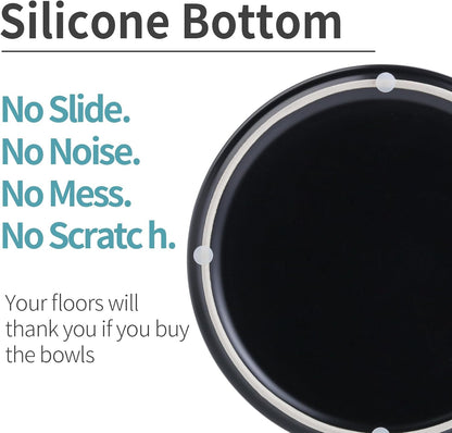 Black Elevated/Raised Dog Bowl Ceramic for Medium Large Sized Breed,Dog Food Water Bowl with Stand,8 in 7.6 Cups Non Slip Heavy Weighted