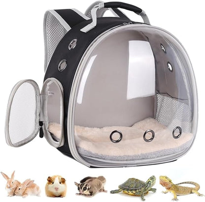 Portable Small Animal Backpack Travel Breathable Pet Carrier Bag Cages for Guinea Pig, Rabbit, Bearded Dragon, Squirrel, Tortoise, Bird, Lizard, Sugar Glider