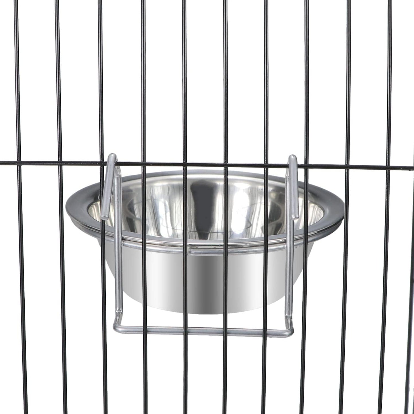 Wontee Pet Bowl Stainless Steel Hanging Food Water Bowls Bird Cage Feeder for Birds, Parrots, Small Sized Dogs and Cats (M)