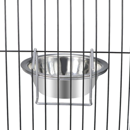 Wontee Pet Bowl Stainless Steel Hanging Food Water Bowls Bird Cage Feeder for Birds, Parrots, Small Sized Dogs and Cats (M)