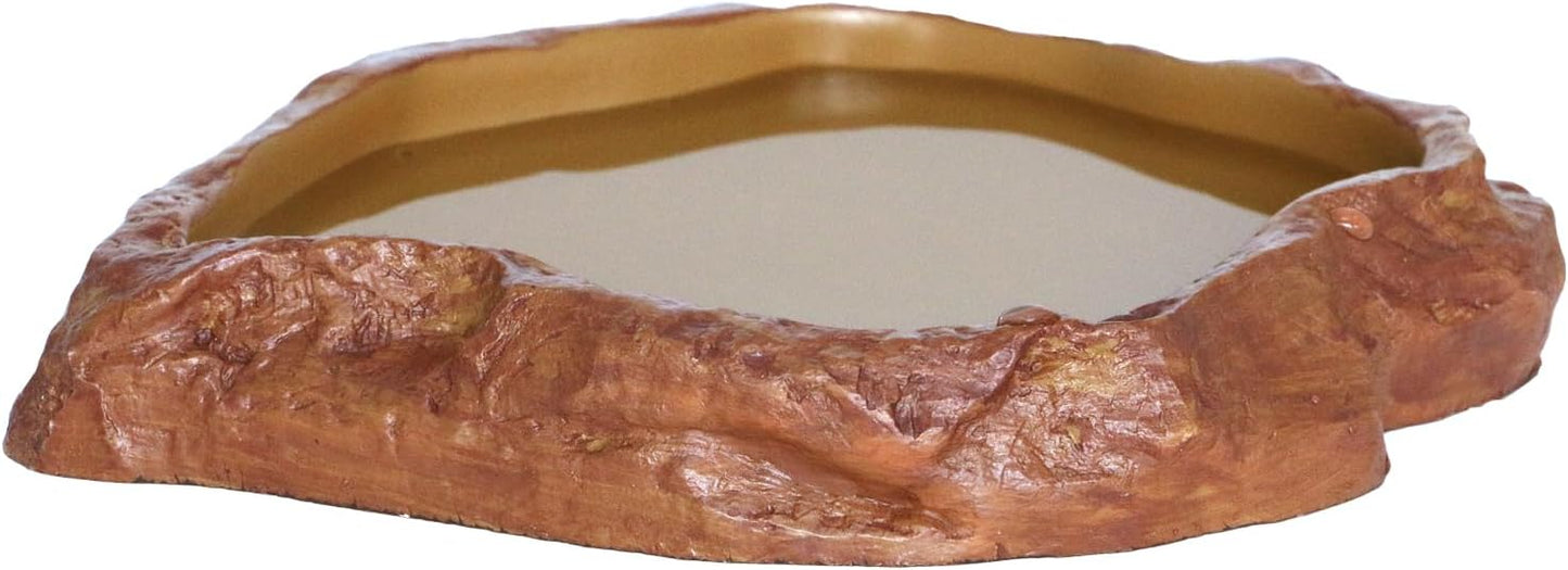 Rock Water/Food Dish for Reptiles – Amphibians and Other Little Critters Water/Food Bowl, Made from Premium Non-Toxic Resin – Large Size