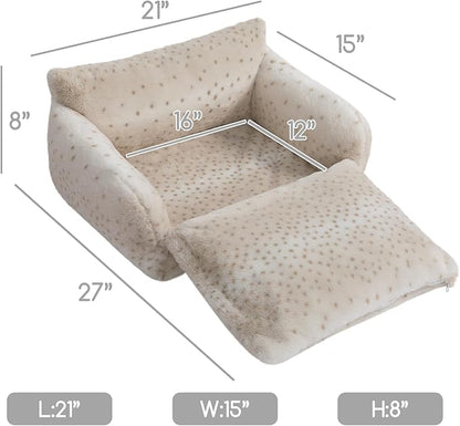 Hollypet Cat Bed Fluffy Plush Mutifuctional Double-Layer Soft Pet Couch Orthopedic Sofa Nest Beds for Small Cats and Dogs, Leopard (21x15x8 inch)