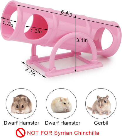 Hypeety Hamster Plastic Seesaw Tunnel Toy Hamster Mouse Hollow Tunnel Tube Toy Funny Exercise Gym Playground for Hmaster Dwarf Gerbil Small Pets (Pink)