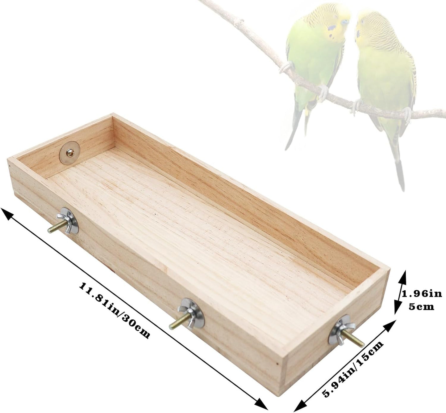 Bird Feeding Cups, Natural Wooden Parrot Perch Stand, Birds Food Dish, Parakeets Feeder Bowl, Cage Accessories for Small Animals Rat Hamster Guinea Pig Chinchillas Budgies Cockatiels Love Birds