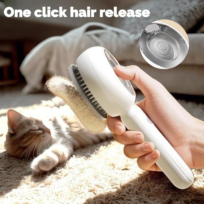 Cat steam brush for indoor cats features blue light technology,combining a dog steam brushes,ideal for the pets steam brushes for dogs and cats,and pet spray hair removal comb user GREY