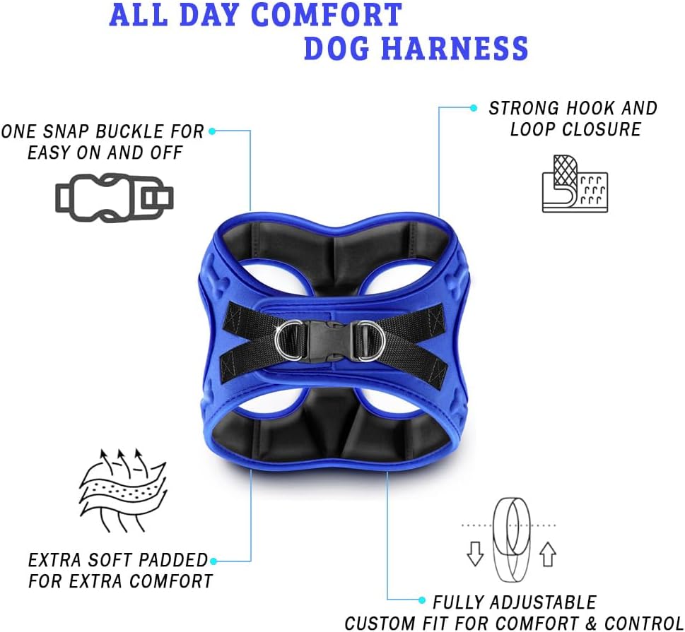 Comfort Fit No Pull Dog Harness – Adjustable Step-in Vest for Small, Medium & Large Dogs, Soft Padded with Leash Clips, Reflective Straps & Handle