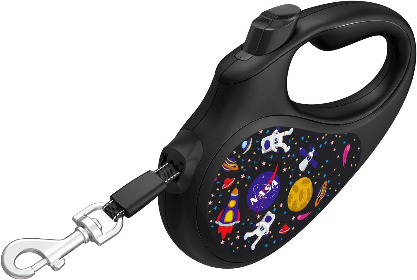 WAUDOG Retractable Dog Leash 16 Ft - 360° Tangle Free - Heavy Duty Pet Walking Leash for X-Small Small Medium Large Dog or Cat with One-Handed Brake Pause Lock (L, NASA)