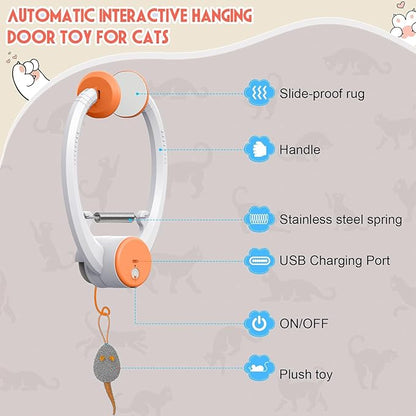 Interactive Cat Toys for Indoor Cats, Automatic Electric Flying Bird Feather Wand Toy, Best Kitten & Adult Cat Enrichment Toy Hanging Electric Kitty Toys for Bored Cats, Orange
