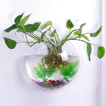 Wall Fish Bowl, 9 inch Hanging Propagation Plant Pot Acrylic Wall Mounted Fish Tank Bubble Vase Flower Container for Hydroponic Plants Home Office Garden Wedding Decor