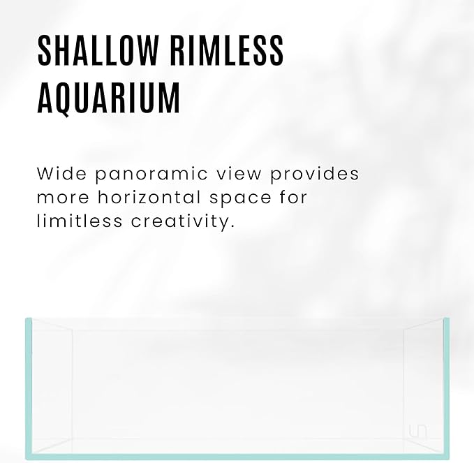 Ultum Nature Systems Ultra Clear Rimless Aquarium - Low Iron Glass Fish Tank with 45° Mitered Edges, 5mm-12mm Thick, Leveling Mat Included (5S, Shallow, 2 Gallon)