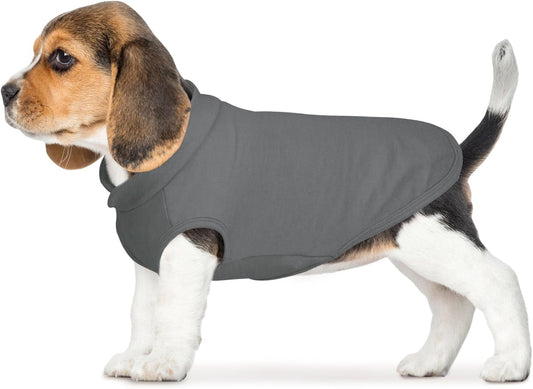 FUAMEY Dog Fleece Vest for Small Dogs,Warm Stretchy Dog Sweatshirts Pullover with Leash Hole Dogs Sweater Soft Pet Turtleneck Cozy Pet Vest Lightweight Sleeveless Grey XS