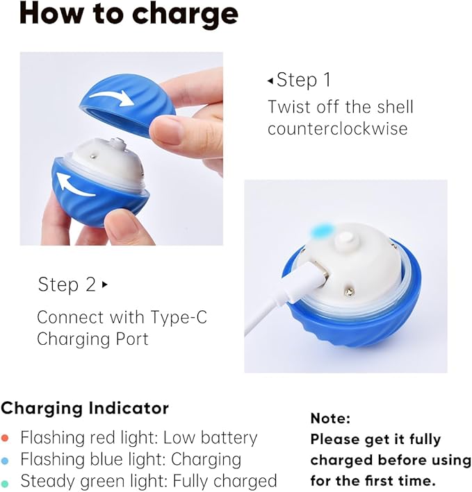 1Pcs Durable Treat Dispensing Dog Toys to Keep Them Busy,Interactive Dog Toys,Fruity Plush Covers,Dog Treat Ball,Motion Activated Moving Dog Toy for Small/Medium Dogs,USB Rechargeable,Blue