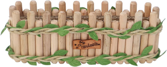 Hamster Cage Sprays Flower Foraging Holder - Natural Wood Feeding Stand, Small Pet Habitat Accessories for Hamsters Mouse Guinea Pig Dwarf Gerbils Syrian Mice (Rectangle Shape)