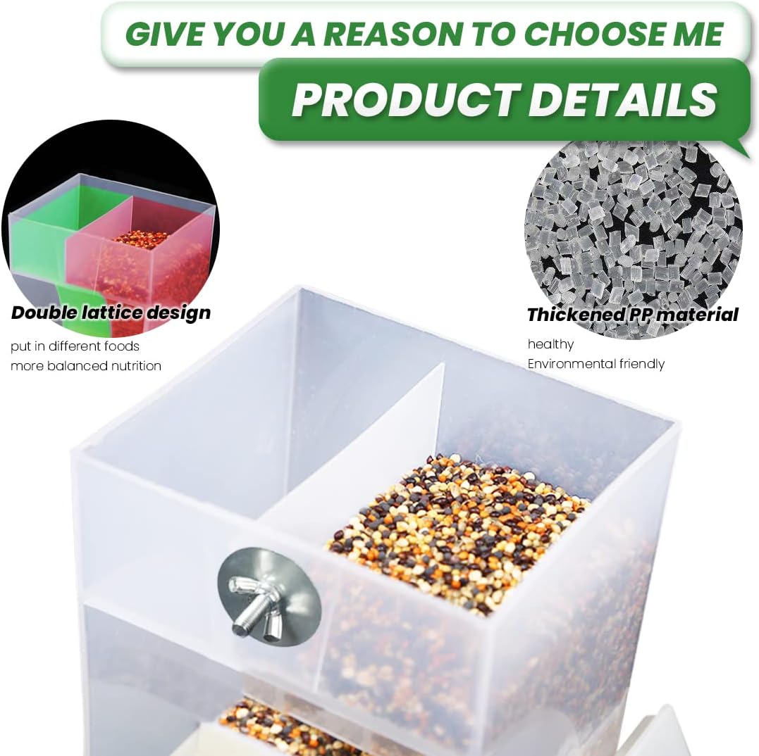 Parrot Automatic Feeder,No-Mess Bird Feeder,Cage Accessories for Budgerigar Canary Cockatiel Finch Parakeet Seed Food Container by Old Tjikko (Large-Capacity-Screw-Fixed Bird Feeder)