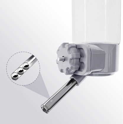 LOS ANDES No-Drip Water Bottle/Feeder for Guinea Pigs/Hamsters/Bunnies/Ferrets/Squirrel/Hedgehog/Other Small Pets, Weather Resistant Cage Water Dispenser for Dogs/Cats, 18.5oz, Gray