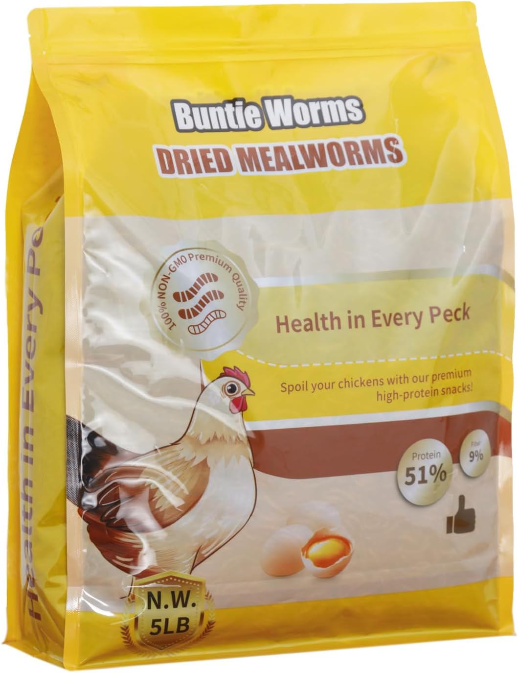Dried Mealworms 5LB, 100% Natural, Non-GMO Mealworms for Chickens – High Protein Chicken Feed Meal Worms for Wild Birds, Chickens, Ducks and Turtles