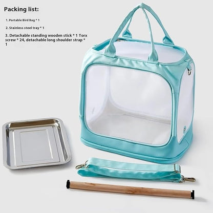 Parrot go Out Portable Bird Bag Oxford Cloth Clear pet cage Foldable pet Go Out Bird Bag (Green)