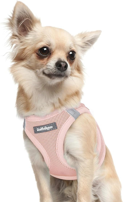 rabbitgoo Small Dog Harness, Step-in Soft Mesh Puppy Vest with Safety Buckle, Breathable Reflective Pet Harness for Extra Small Dogs, Pink XXXS