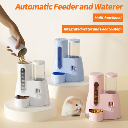 2-in-1 Hamster Water Bottle & Food Dispenser - Leak-Resistant Design for Glass/Wire Cages (120ml/4oz BPA-Free + Double Seal Nozzle) Dwarf Hamster & Mice Essentials (Blue, 6.3×5.1×4.3)