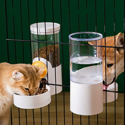 Kenond 40oz Hanging Automatic Rabbit Food Water Dispenser, Auto Gravity Dog Feeder and Waterer Set, Cage Cat Food Bowl Dog Feeding Station for Ferret and Kitten Bunny Chinchilla Hedgehog Puppy(White)