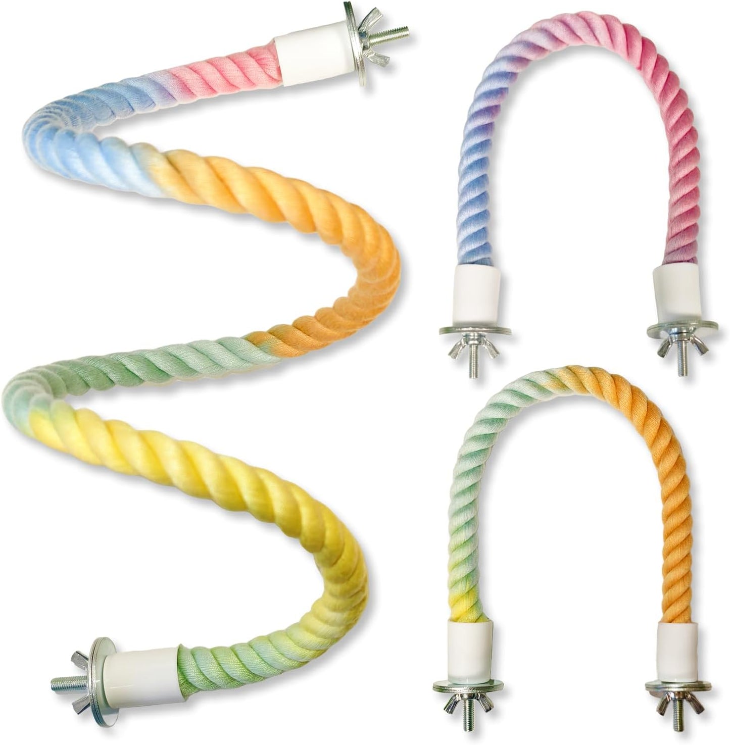 3PCS Parrot Perch,Soft Rope Bird Perches for Cage, Bendable Climbing Toys and Stands for Cockatiels, Parakeets and Lovebirds,Bird Cage Accessories Set