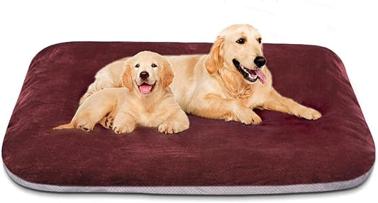 Magic Dog Super Soft Extra Large Dog Bed, 47 Inches Jumbo Orthopedic Foam Pet Beds with Anti Slip Bottom, Dog Sleeping Mattress with Removable and Washable Cover, Burgundy XL,47'' X 39'' X 3.7''
