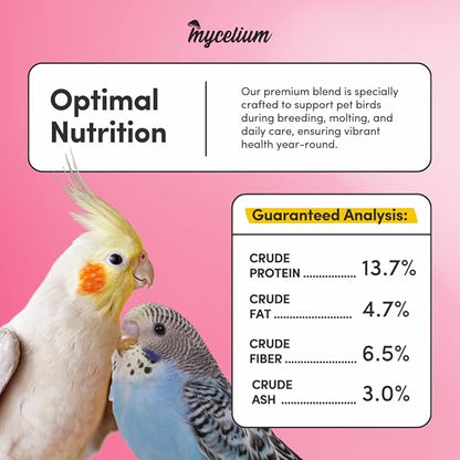 Mycelium Organic Pet Bird Superfood (5 LB Bag) | Vitamin-Enriched Bird Food for Parakeets, Finches, Canaries & Lovebirds | Daily Support for Energy, Digestion & Feather Health | Clean, USA-Grown Feed