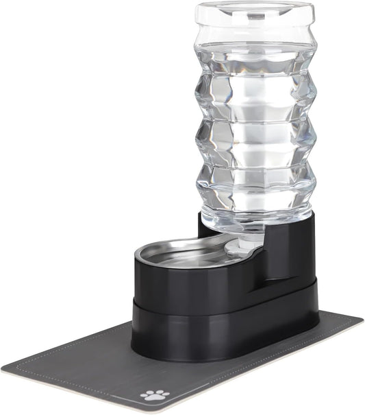 RIZZARI Dog Water Dispenser Bowl: 9L Large Black Automatic Stainless Steel Pet Feeder - for Dogs Good for Joint Health - Garden Garage