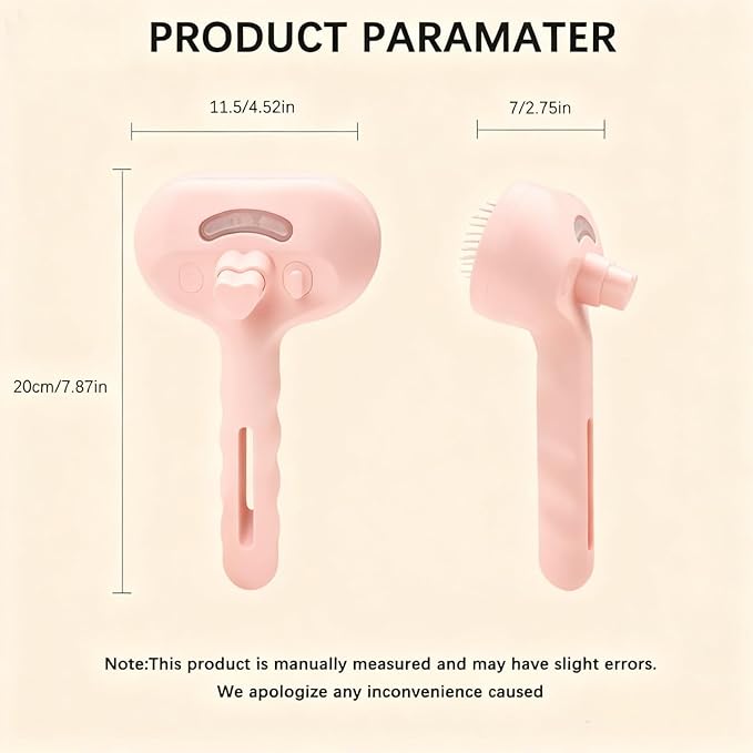 Pet Steam Brush for Cats and Dogs, 3 In 1 Steamy Cat Brush with Release Button and Tank, Anti-Static Pet Spray Hair Removal Comb, Rechargeable Dog Steam Comb for Furry (Pink)