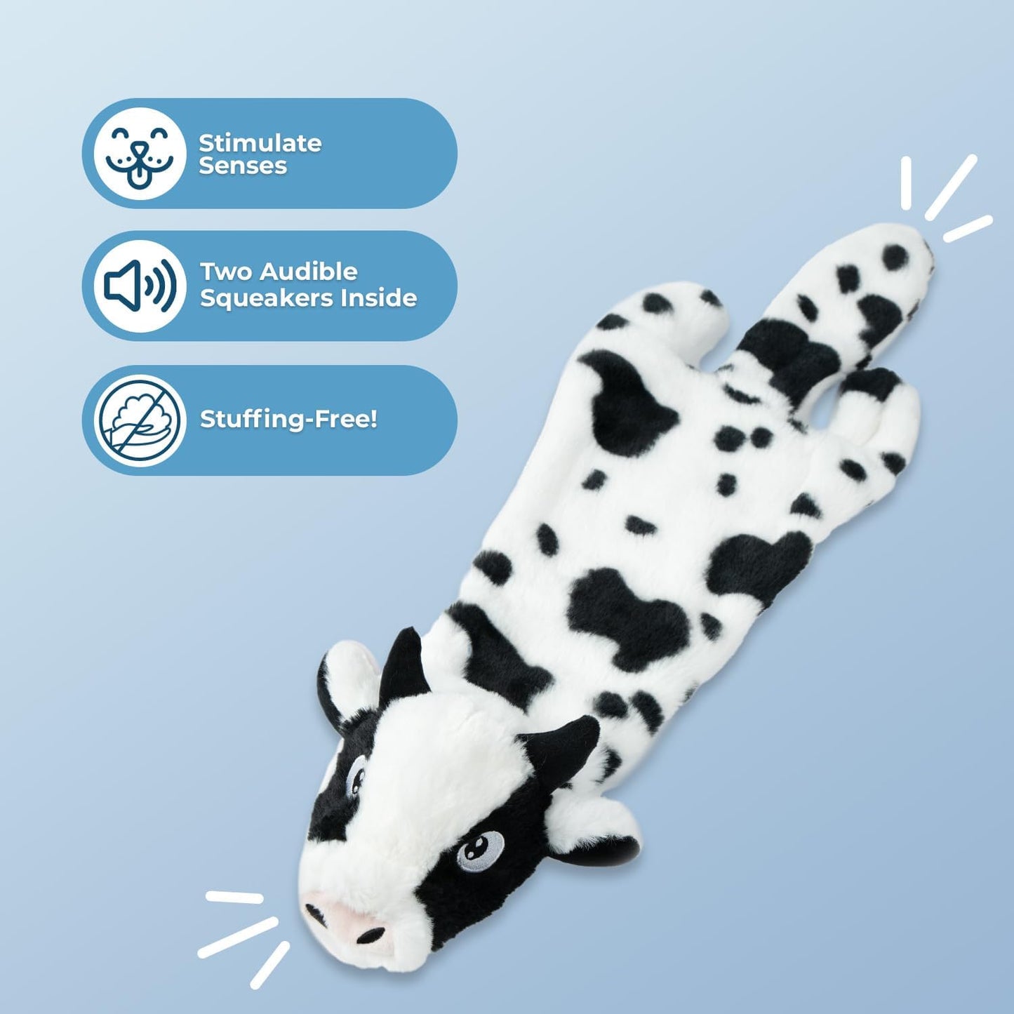 Best Pet Supplies Squeaky Dog Toys with Soft Durable Fabric for Small, Medium and Large Pets Interactive Toy for Indoor Play, Supports Active Biting and Play - Cow, Small