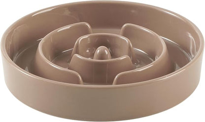 9.5inch Ceramic Slow Feeder Dog Bowl for Large Dog, Puzzle Dish, Anti-Gulping, Pet Slow Feeder, Stop Bloat, Preventing Choking (Single Bowl-Brown Coffee)