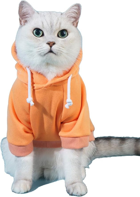 QWINEE Basic Dog Hoodie Sweatshirt Puppy Sweater Warm Cat Costumes Pet Clothes for Chihuahua Puppy Kitten Small Medium Dogs Orange XX-Large