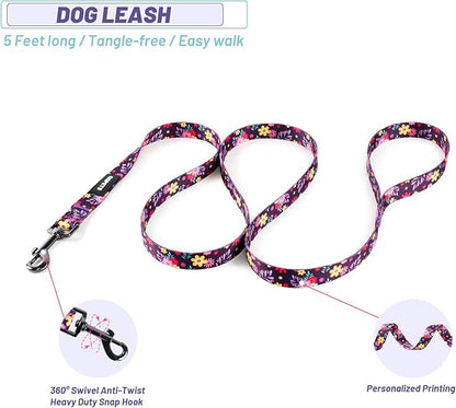 QQPETS Dog Harness Leash Set Adjustable Heavy Duty No Pull Halter Harnesses for Small Medium Large Breed Dogs Back Clip Anti-Twist Perfect for Walking