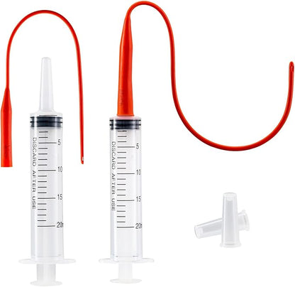 Newborn Puppy Kitten Small Animal Sterile Mucus Extractor Suction Catheter, Animal Kid Puppy Kitten Tube Feeding Kit 8 FR Red Feeding Tubes with 20ml Syringes and Bulb Aspirator