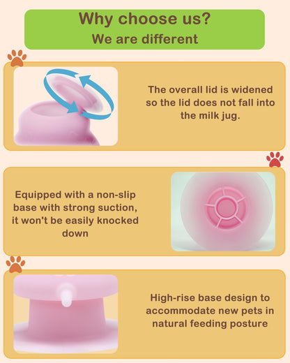 230ML Puppy Bottles for Nursing Puppy Milk - Premium Silicone Nursing Station with 4 Nipples - Dog Feeder for Multiple Newborn Puppies, Rabbits, Kittens Bottle Feeding Kit (Pink)