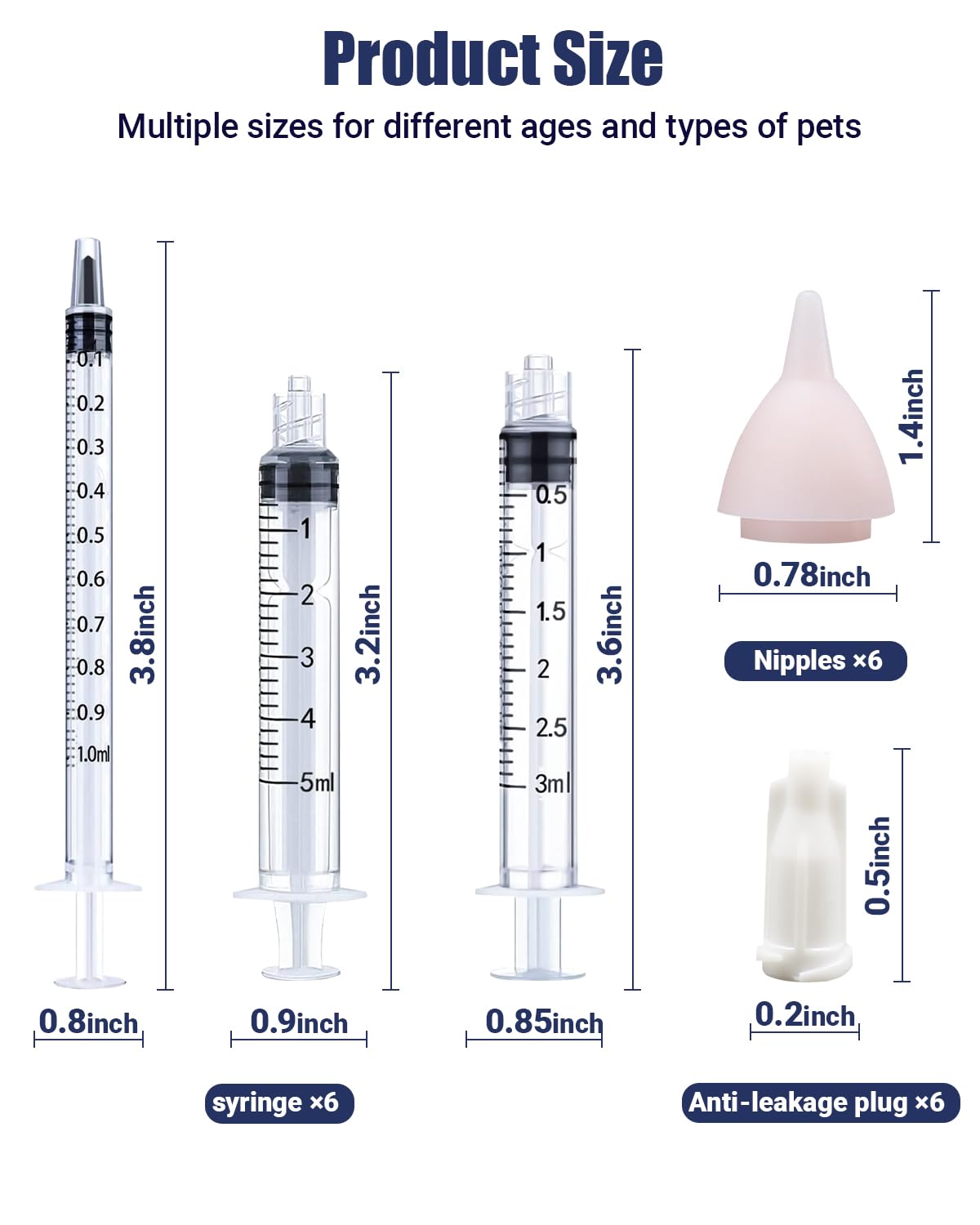 Pet Nursing Bottle, Nursing Bottle Kits, Kitten Bottle Feeding Kit, Nursing Bottle Kits for Feed Puppy & Kitten Milk, Fit for Kittens, Puppies, Rabbits, Squirrels, 4 * Pet Feeding Nipple