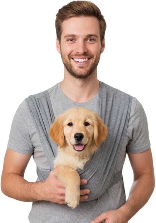 Dog Sling Carrier for Biking,Cat Cocoon Carrier,Pet Front Backpack Sling,Adjustable and Easy to Wear, Reducing Back Pressure (Grey)