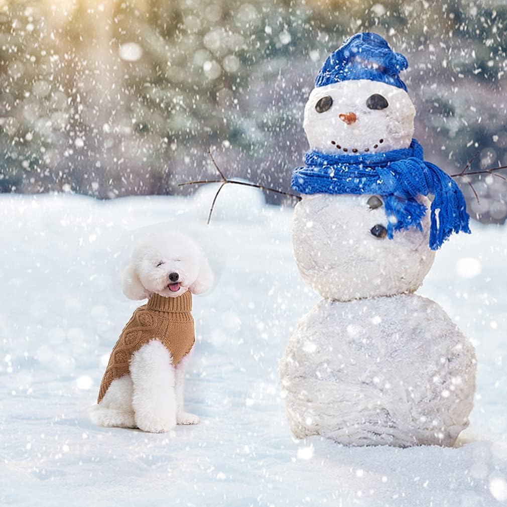 BINGPET Thermal Knitted Dog Sweater for Small Medium Large Dogs,Winter Dog Cat Coat Warm Sweartershirts Outfits,Classic Cable Knit Turtleneck Pullover Dog Jumper Coat Warm Sweartershirts