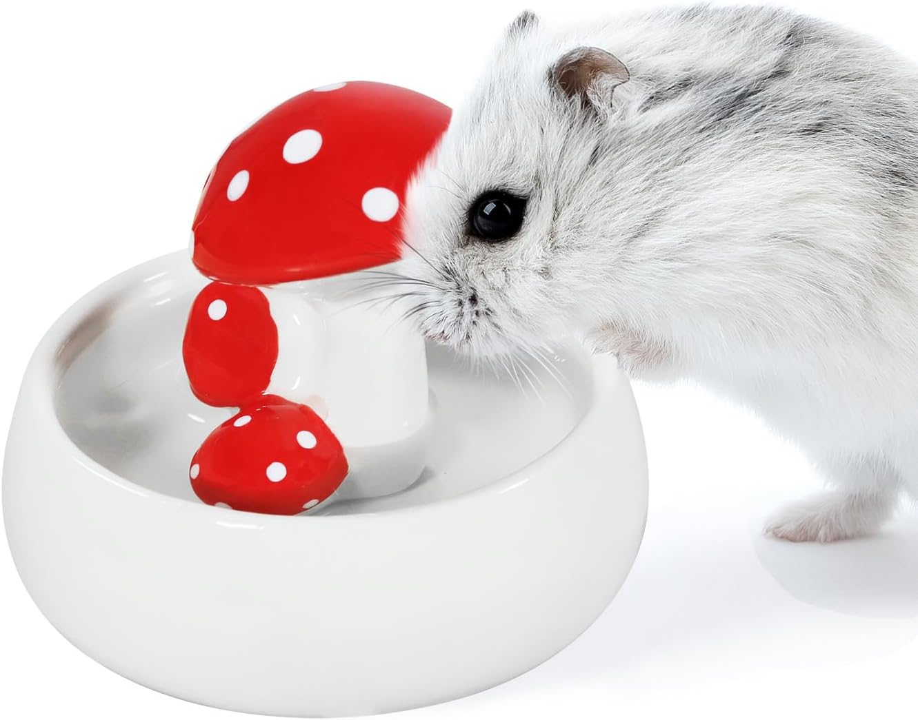 Niteangel Hamster Feeding & Water Bowls- Mushroom Ceramics Series Food Dish Feeding Bowls for Dwarf Syrian Hamsters Gerbils Mice Rats or Other Similar-Sized Small Pets (Water Bowl)