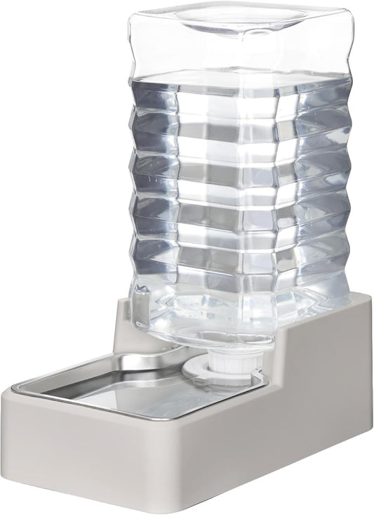 RIZZARI Stainless Steel Pet Water Feeder: 9.5L Automatic Leak-Proof Gravity Dispenser for 40-80 LB Senior Dogs with Spinal Issues - with Filter - Garage Kitchen Use