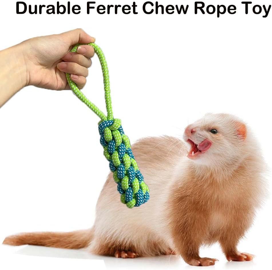 6 Pack Ferret Chew Toys Ferret Bell Balls Squeaker Toys Squeak Toy Teething Pet Toy Durable Knotted Tug of war Toy Cotton Chew Toys Exercise Scratch Toy Interactive Cat Dog Rope Toy Set Small Animals