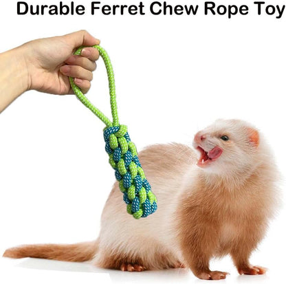 6 Pack Ferret Chew Toys Ferret Bell Balls Squeaker Toys Squeak Toy Teething Pet Toy Durable Knotted Tug of war Toy Cotton Chew Toys Exercise Scratch Toy Interactive Cat Dog Rope Toy Set Small Animals