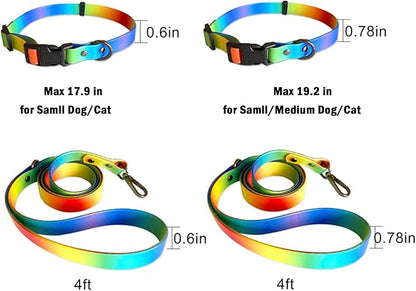 Rubber Waterproof Dog Collar and Leash Set for Small Dogs,Puppy Collars Leashes,Lead,Training Leash Easy Clean for Pets,Cats (for Medium Small Dogs)