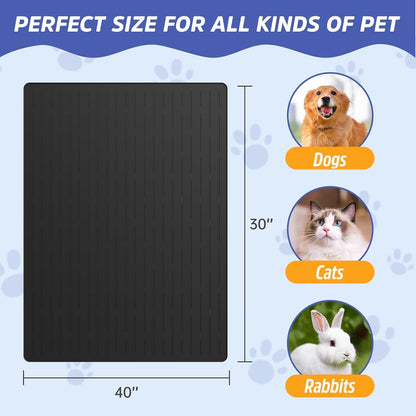 Large Dog Mats for Food and Water, 40"x30" Waterproof Pet Food Mats for Floor Nonslip Silicone Bowl Mats with Raised Edges