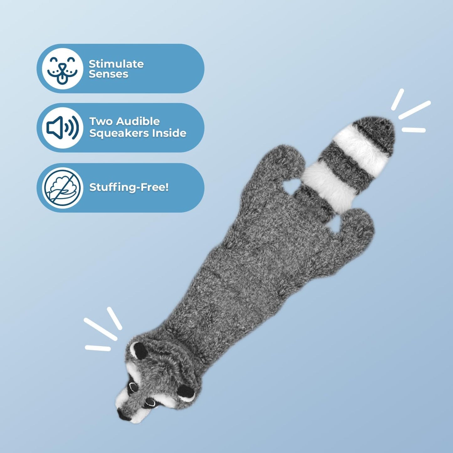 Best Pet Supplies Squeaky Dog Toys with Soft Durable Fabric for Small, Medium and Large Pets Interactive Toy for Indoor Play, Supports Active Biting and Play - Raccoon, Large