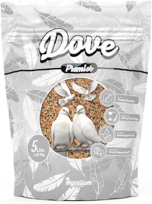 Mycelium Dove Premier Wild Bird Seed (5 LB Bag) | Organic, High-Protein Bird Food for Doves, Pigeons & Ground-Feeding Birds | Supports Brain & Heart Health | Non-GMO, USA Made, Filler Free