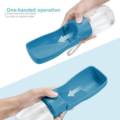 Portable Dog Water Bottle for Walking 19 OZ or 12 OZ Portable Pet Water Bottles for Puppy Small Medium Large Dogs Water Dispenser Pet Water Bowl Dog Accessories (19OZ Blue) (12OZ Dark Blue)